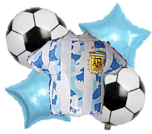 SET DE GLOBOS METALIZADO ARGENTINA CAMPEONES DEL MUNDO 5 UNIDADES X 1